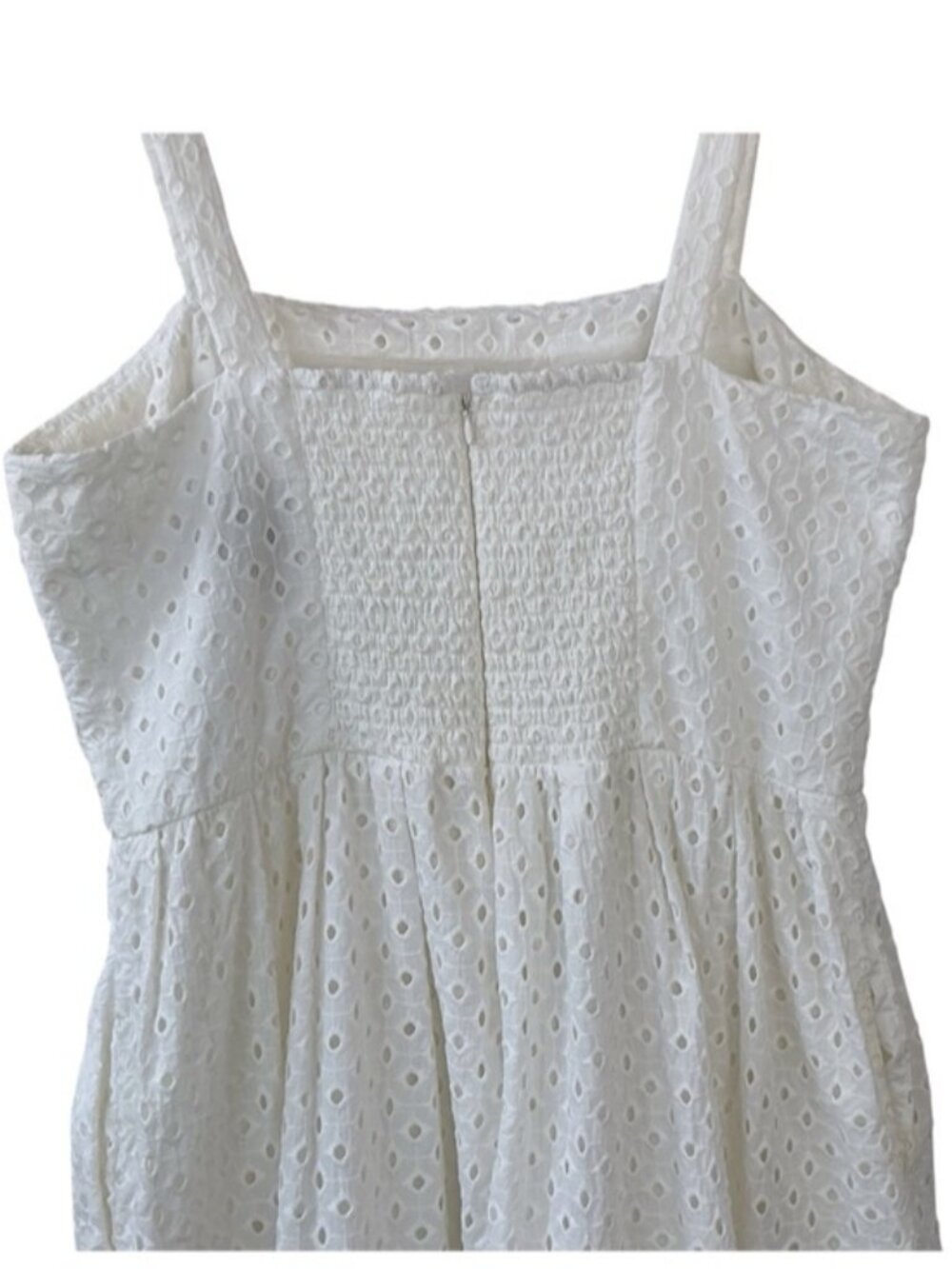 Vince Camuto Eyelet Sundress White Cotton Classic Square Neck Dress Lined 16 - Picture 11 of 16